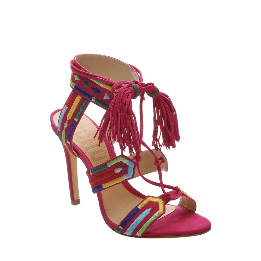 SCHUTZ Pink Multicolor Tassel Heels